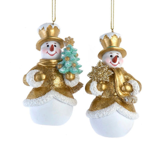 Aqua & Gold Snowman Ornament