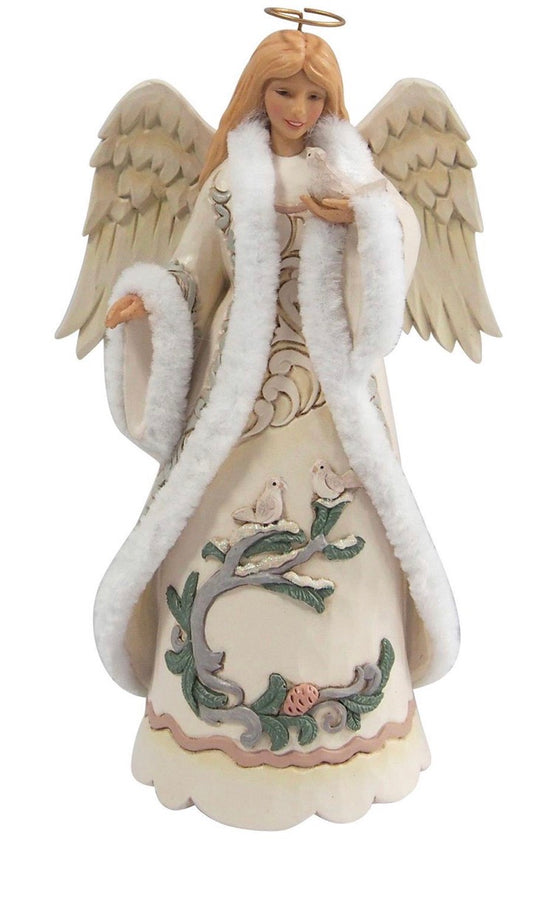 Wdlnd Angel with Dove Figurine