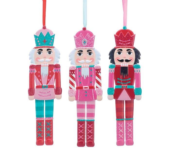 PINK/RED TIN NUTCRACKER ORNAMENTS