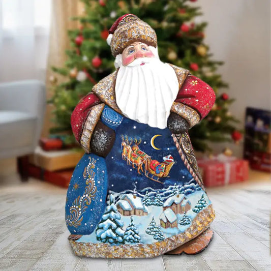 Woodcarved Handpainted Up Away Dancing Santa  G.DeBrekht