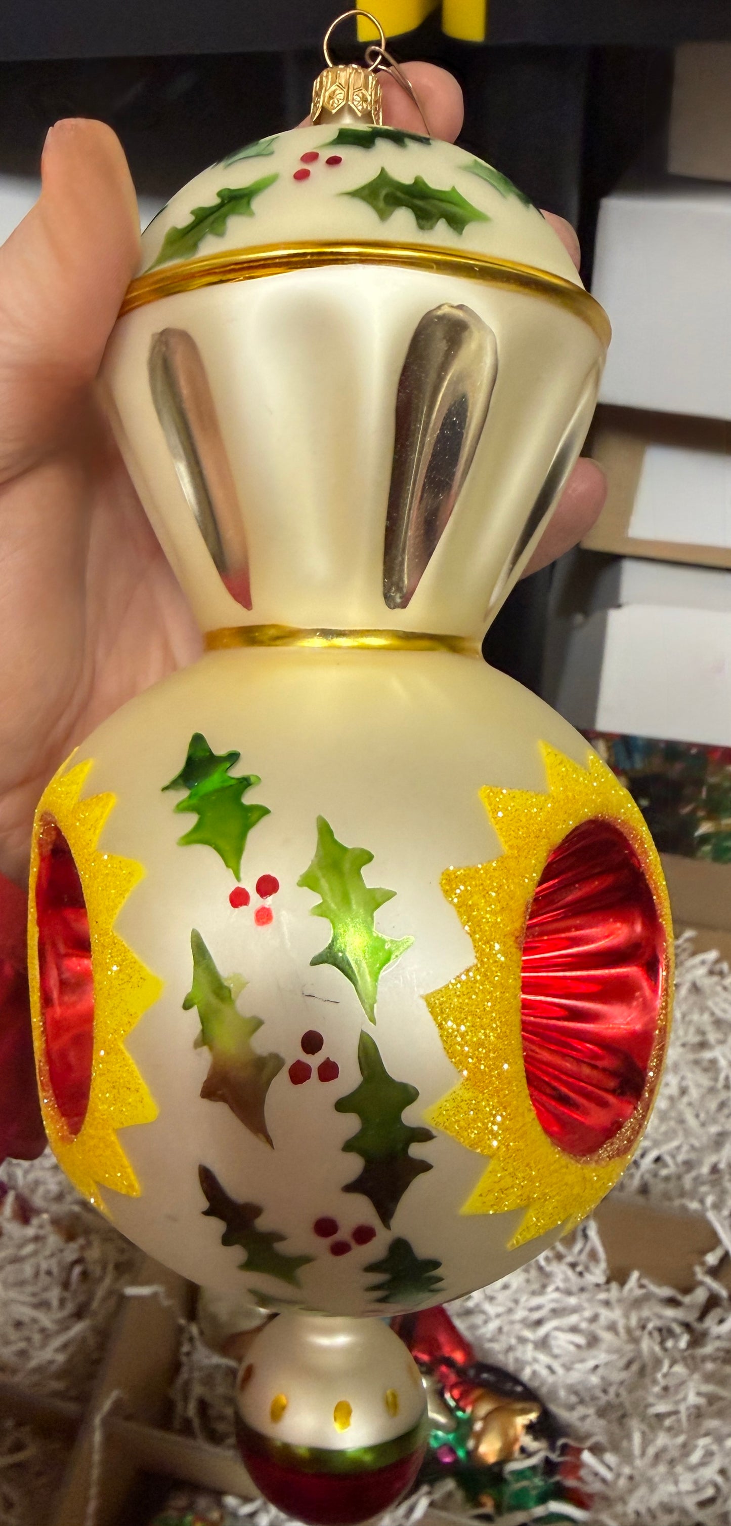 Christopher Radko SARABAND TRIPLE REFLECTOR Holly Christmas Ornament 93-140-1 8"