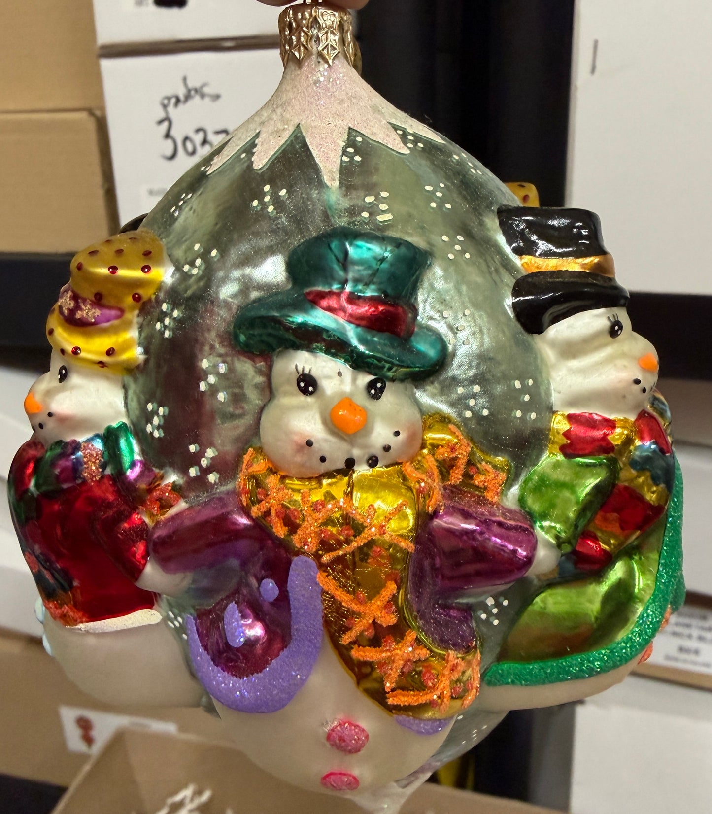 2001 Christopher Radko Snowmen All Around 6" Ornament Drop 01-0752-0