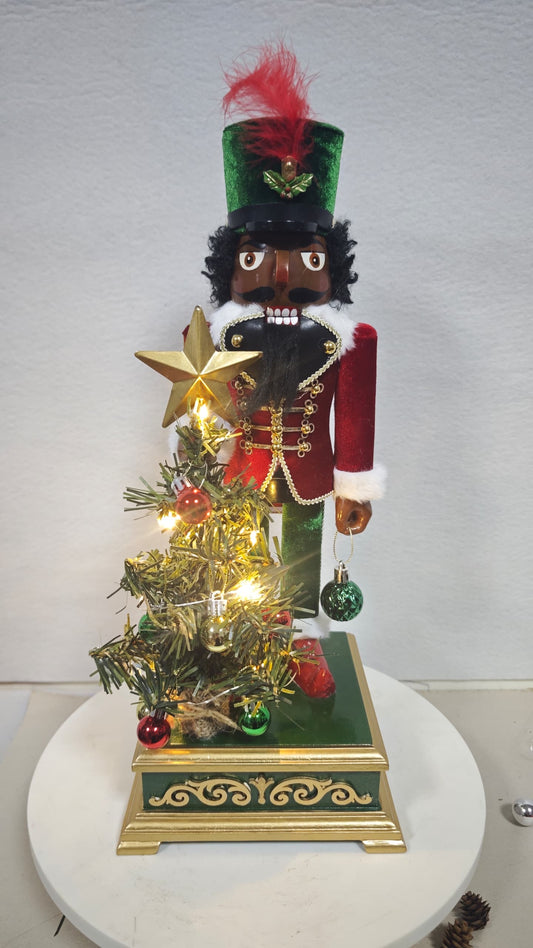 15" African American  Nutcracker Deluxe with Tree