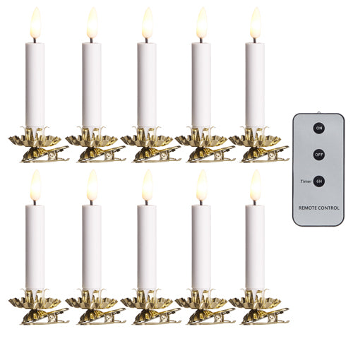 10 4" CLIP-ON LIGHTED CANDLES WITH REMOTE