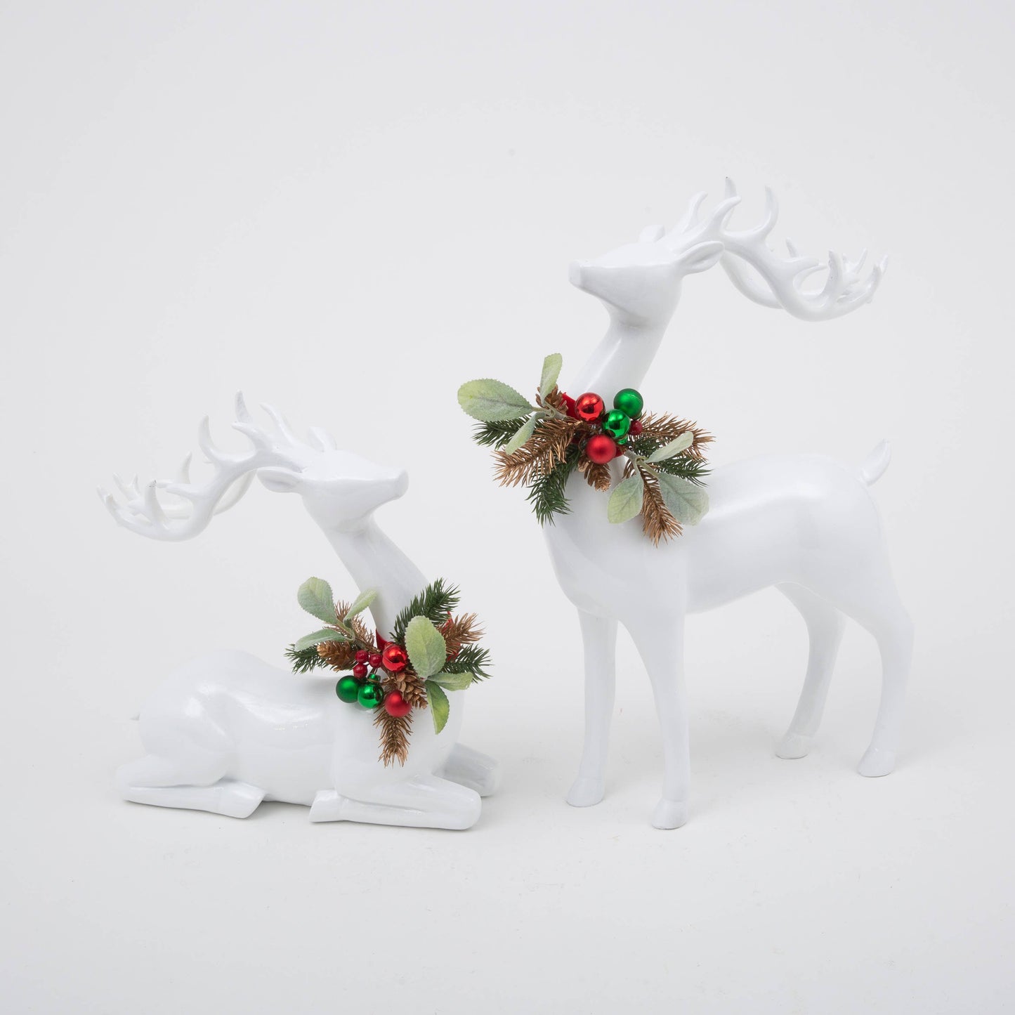Christmas 11.4"H Standing or Lying 7.6"H Resin Holiday Deer