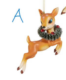 4.5" BROWN VINTAGE DEER ORNAMENT