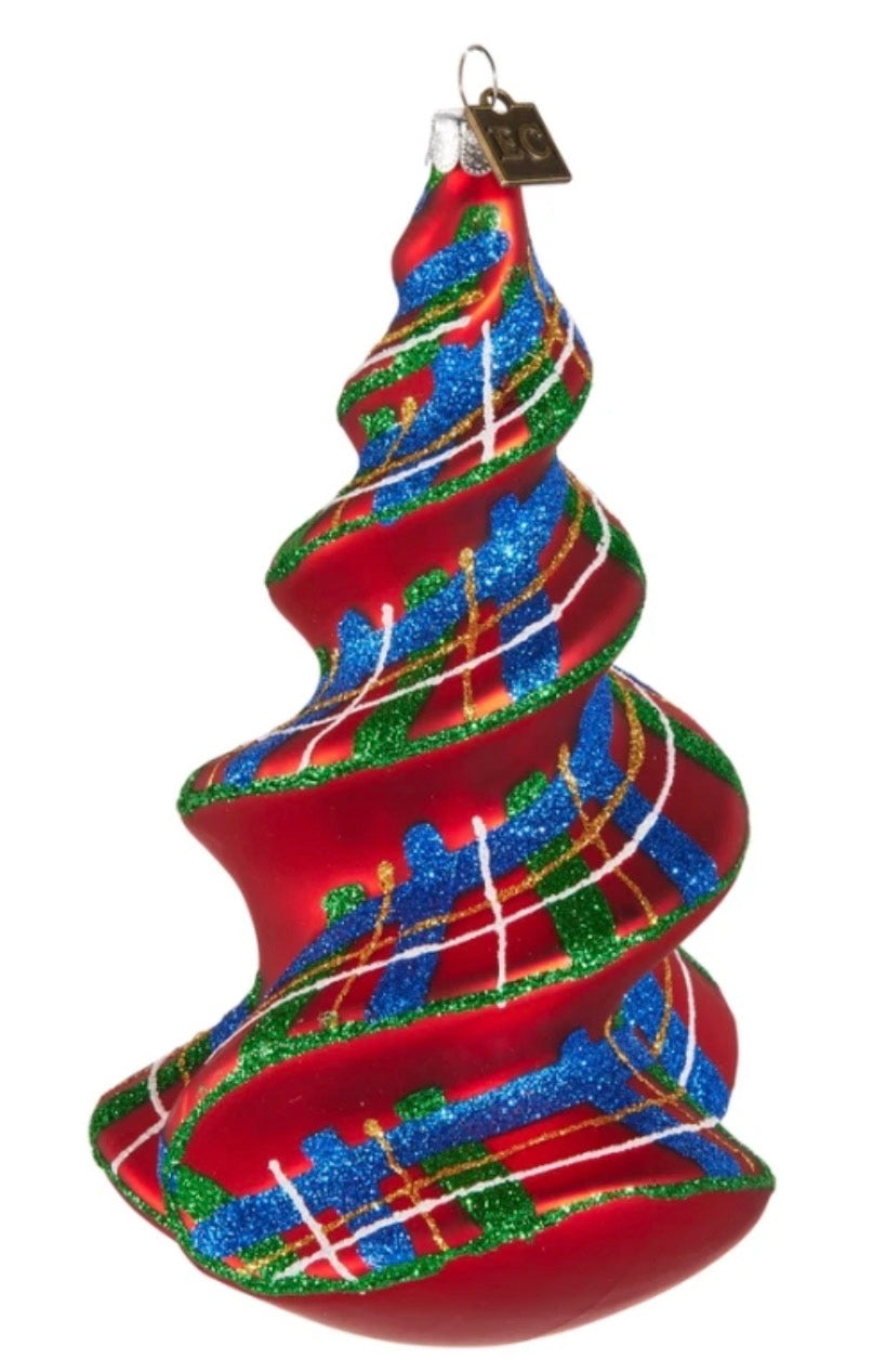 6.25" Tartan spiral Tree Ornament