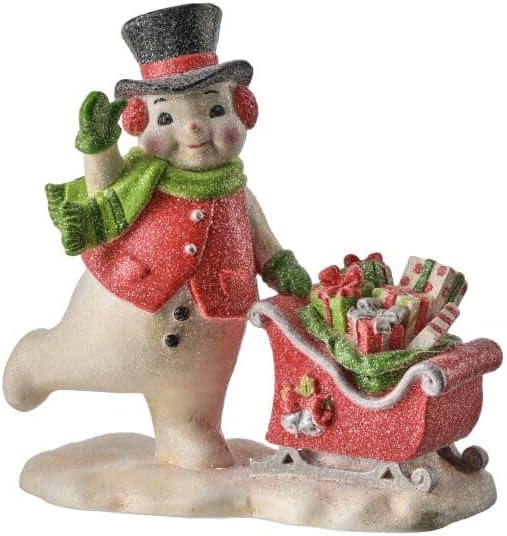 7.5" RESIN SNOWMAN W/GIFT SLEIGH