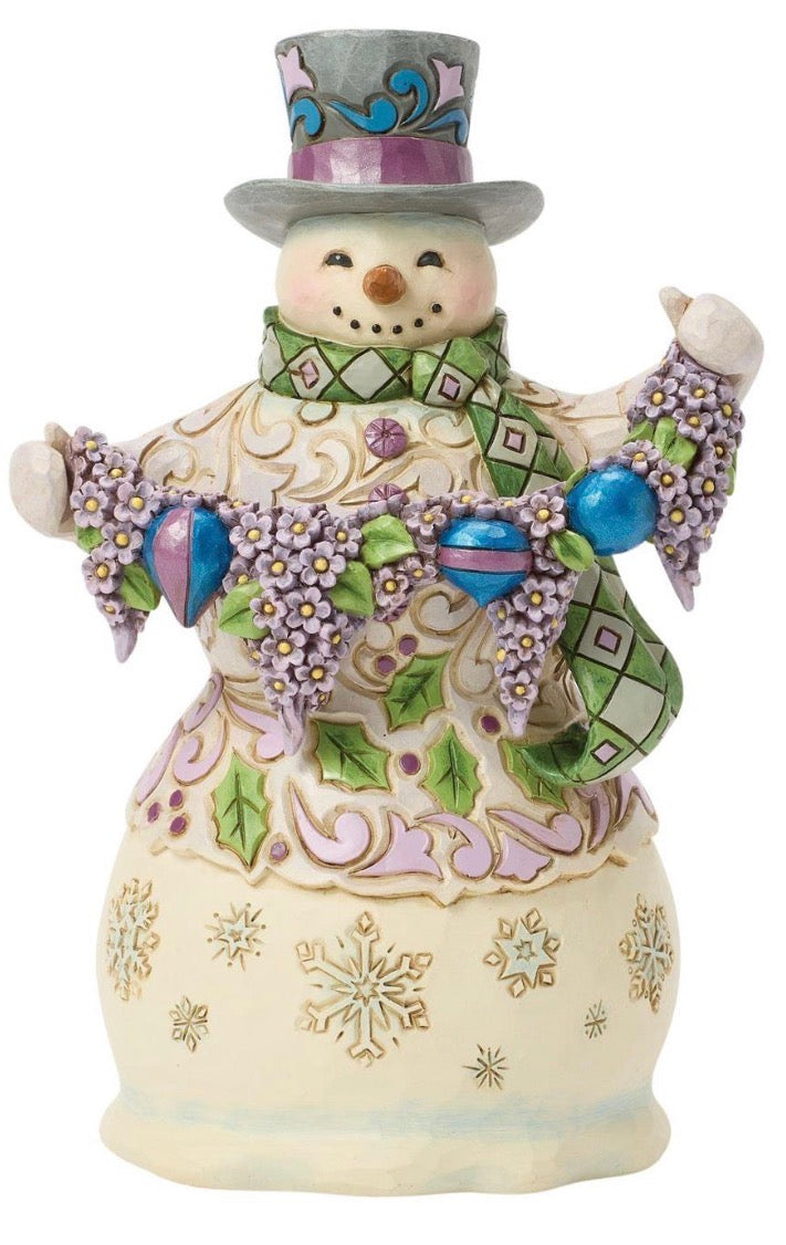 Purple Snowman Figurine