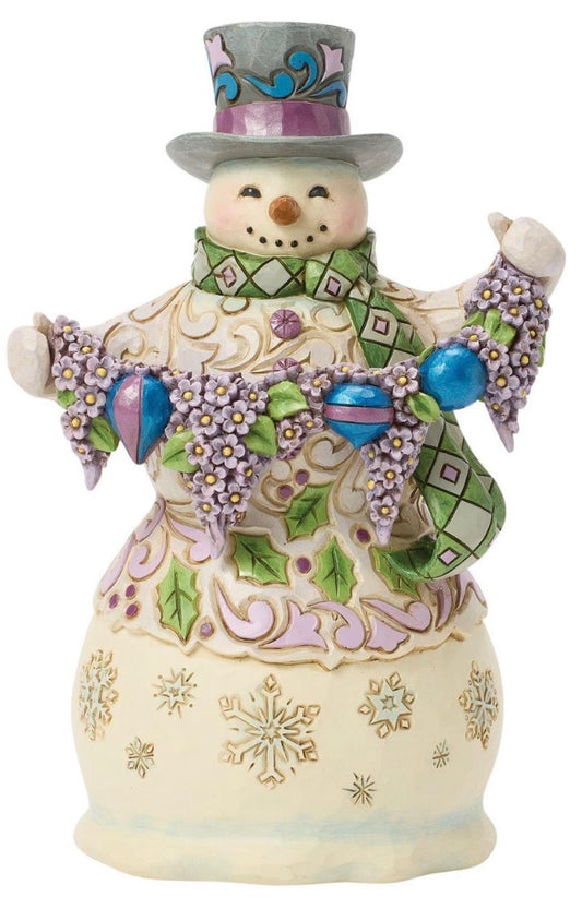 Purple Snowman Figurine