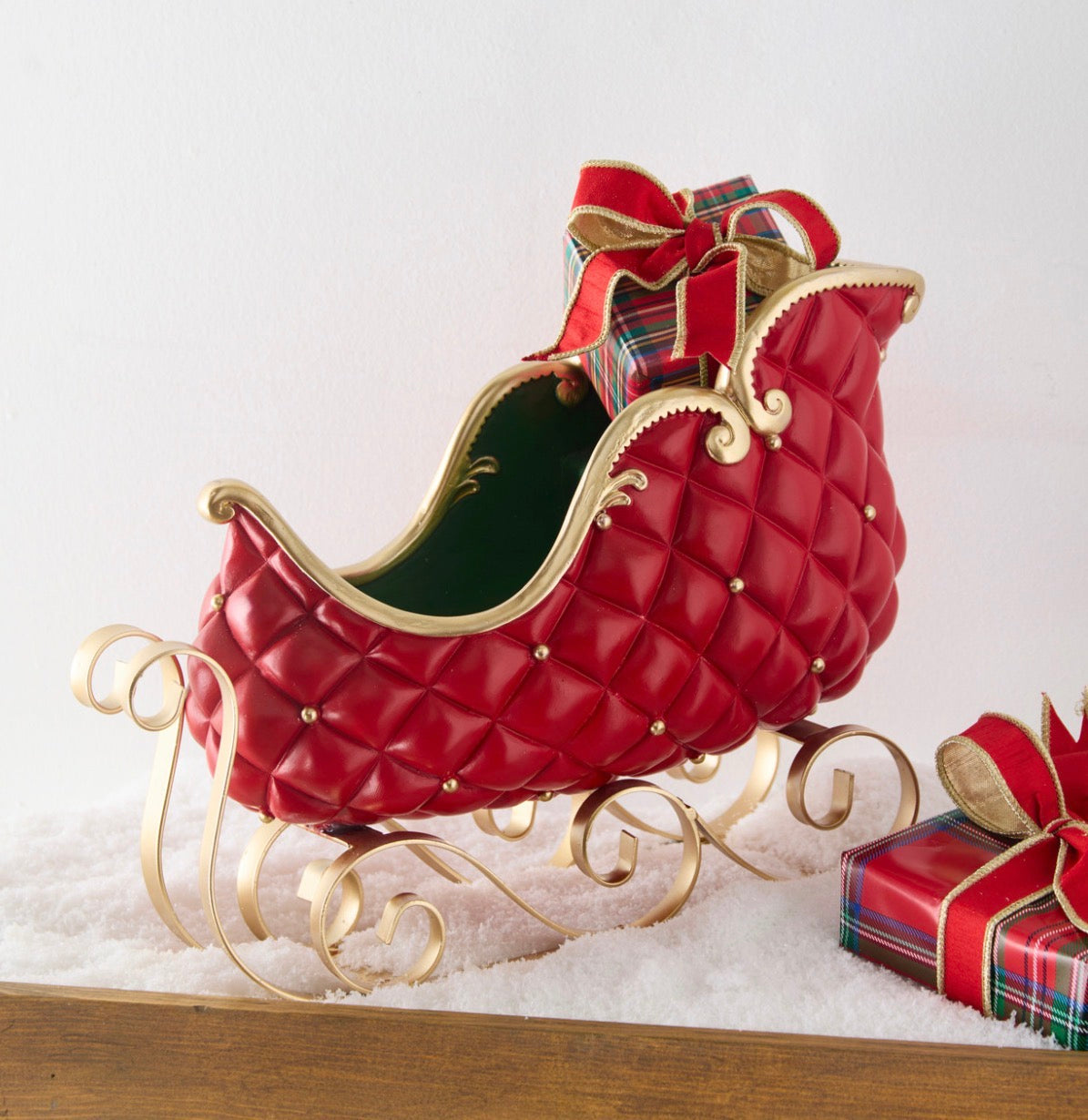 Raz 14" Red and Green Sleigh Christmas Decoration 4512220