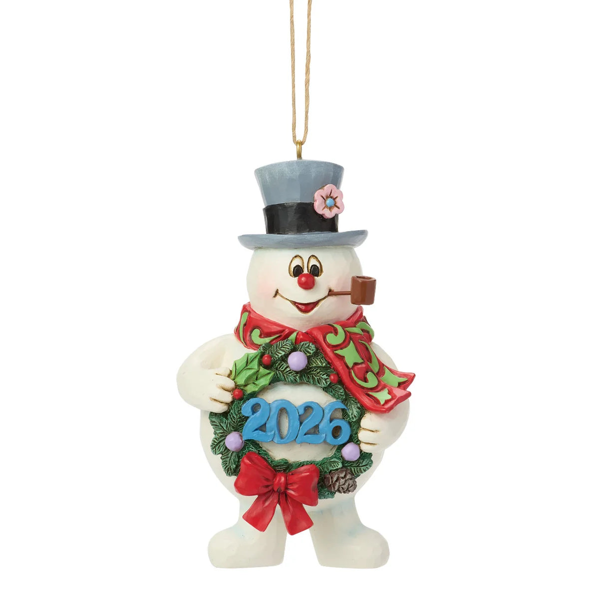 Frosty the Snowman by Jim Shore | Frosty Dated 2026 Wreath H/O | Hanging Ornament