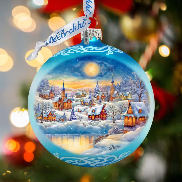 Magic Winter Village Ball Glass Ornament