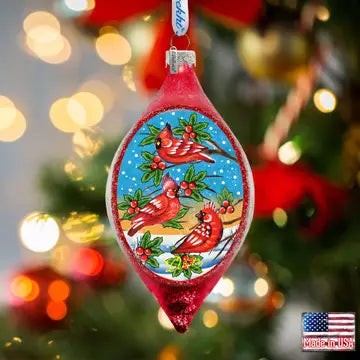 Cardinal Friends Glass Ornament Holiday Splendor