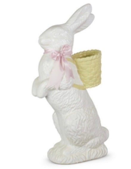 35" White Bunny with Basket Backpack