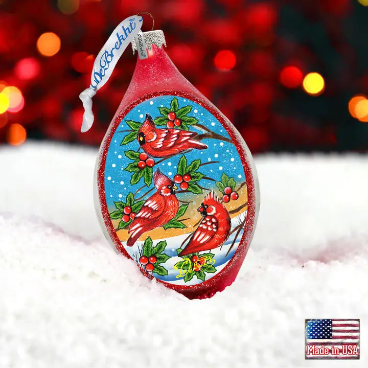 Cardinal Friends Glass Ornament Holiday Splendor