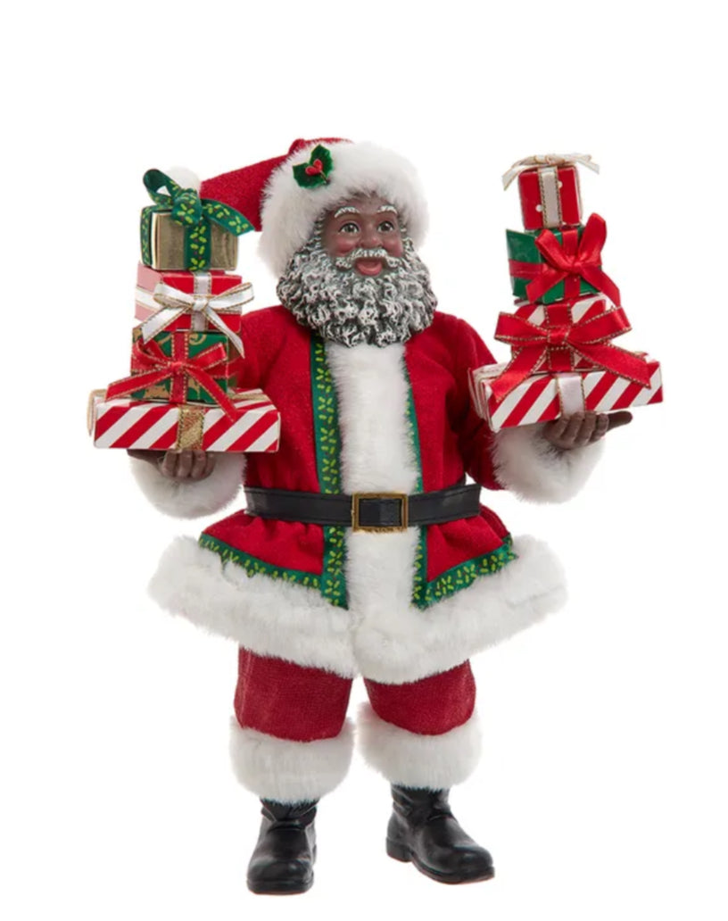 10.5" Fabriché™ African American Santa With Gifts