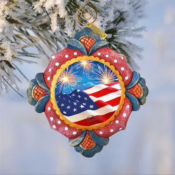 Patriotic Fireworks Handcrafted Sculpted Ornament G.Debrekh