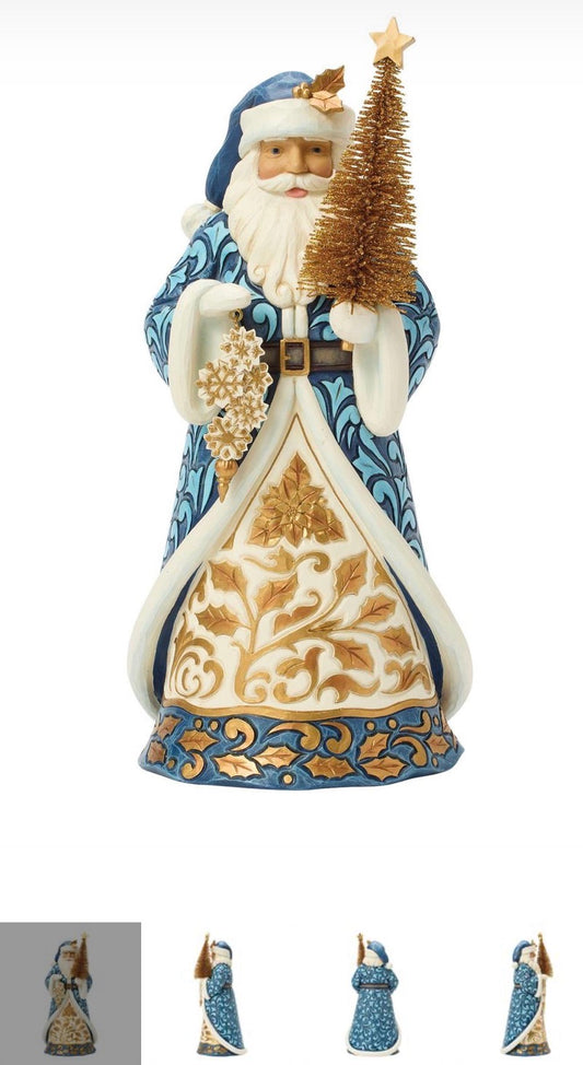 Blue & Gold Santa Sisal Figure
