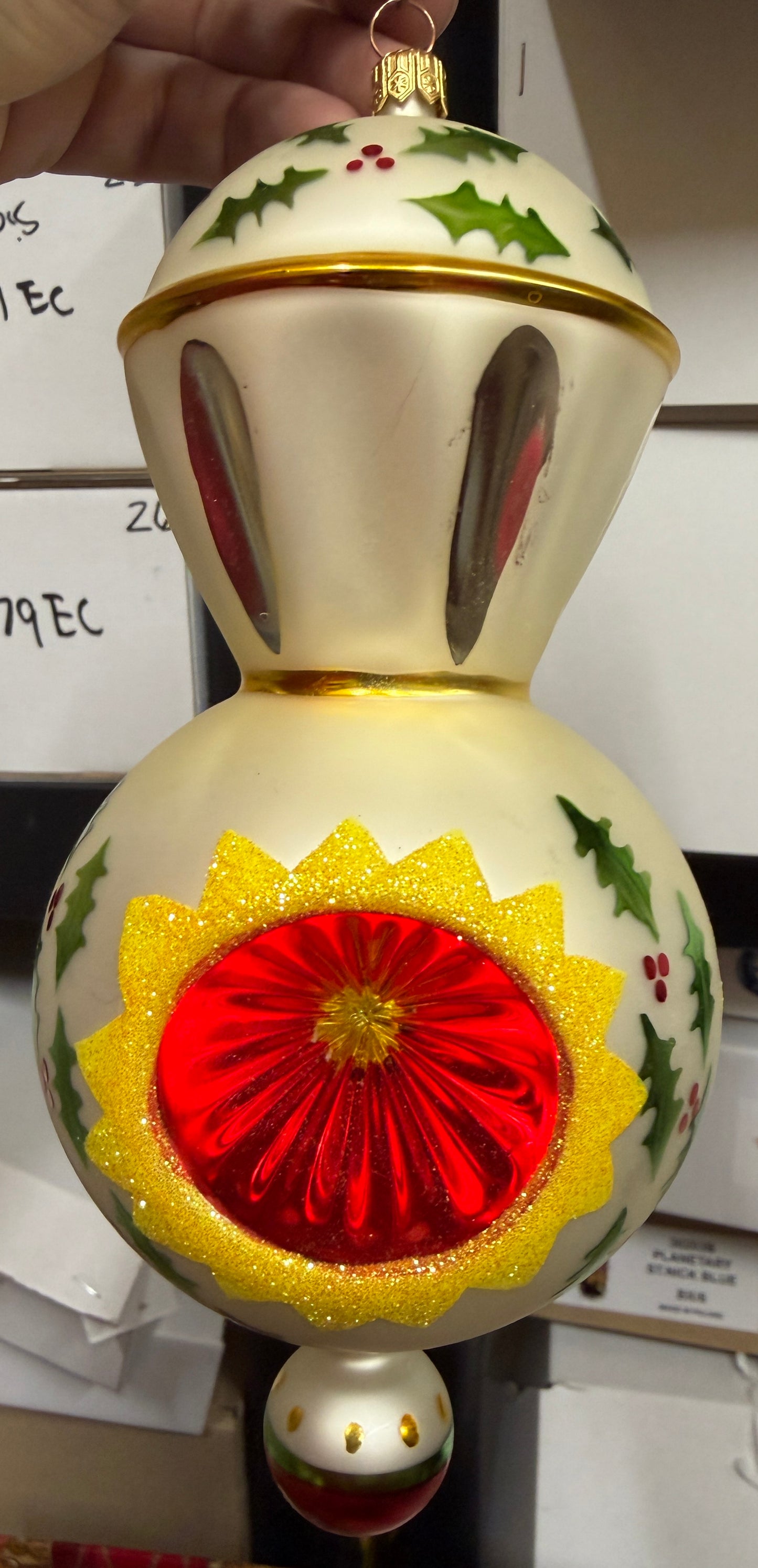 Christopher Radko SARABAND TRIPLE REFLECTOR Holly Christmas Ornament 93-140-1 8"