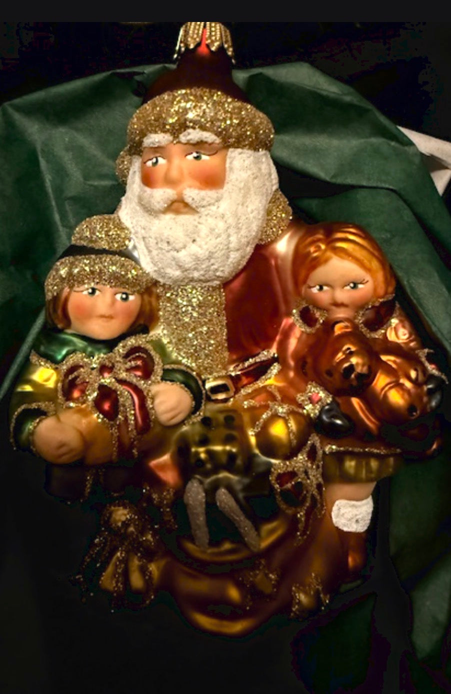 Santa Claus with sack and children