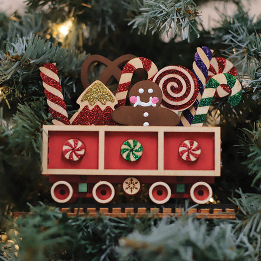Candy Cane Train Car Ornament