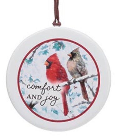 Yuletide Cardinal Disc Ornament