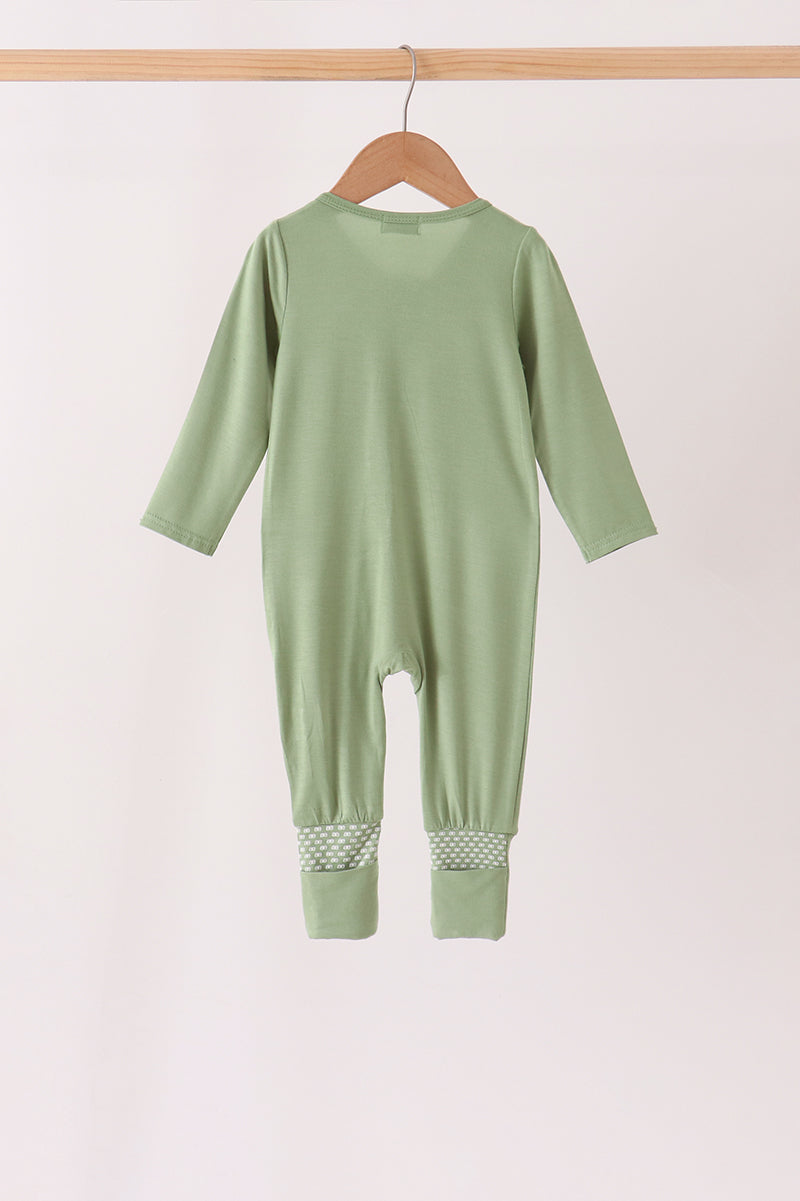 Green zipper bamboo anti-slip romper