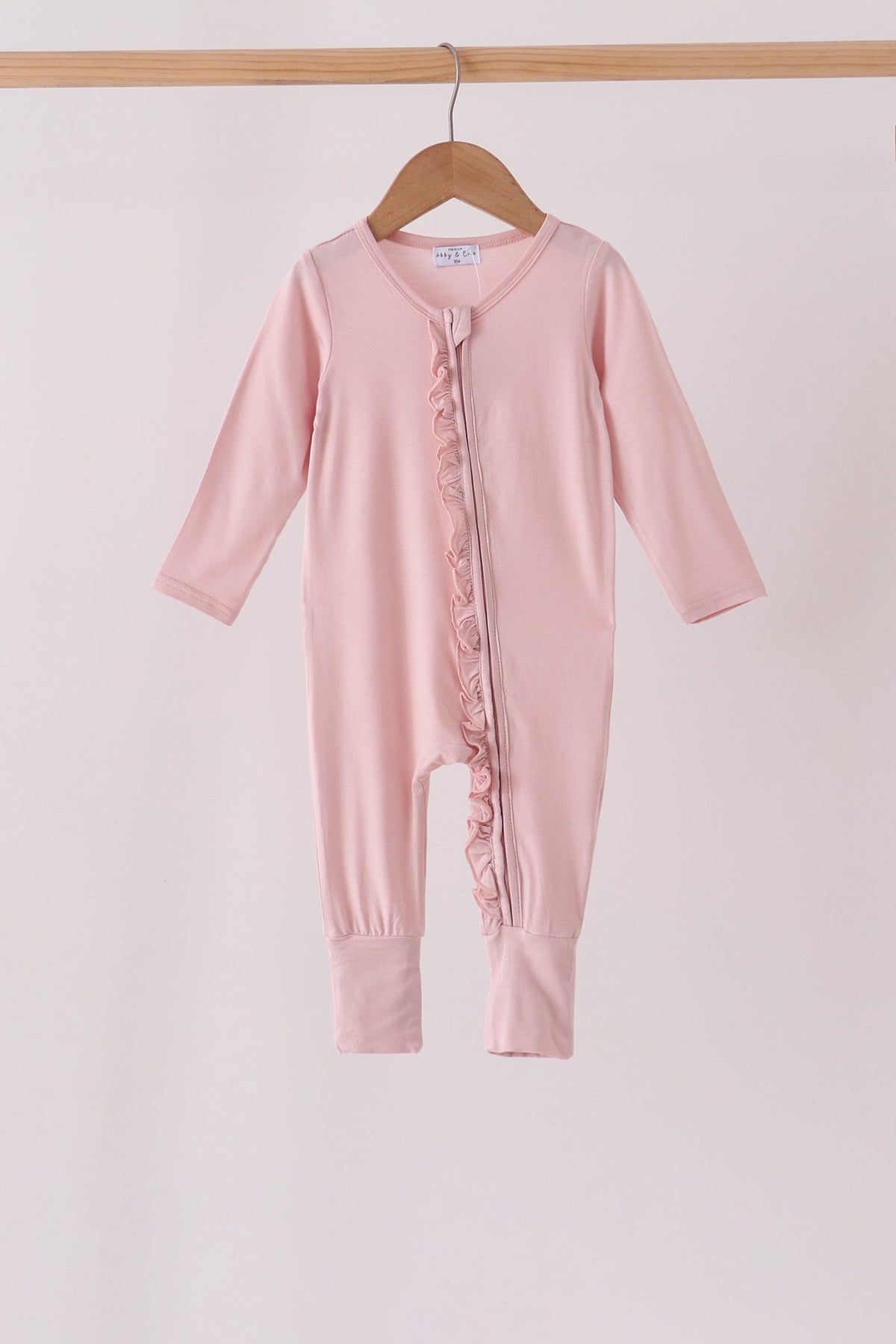 Pink ruffle zipper bamboo anti-slip romper