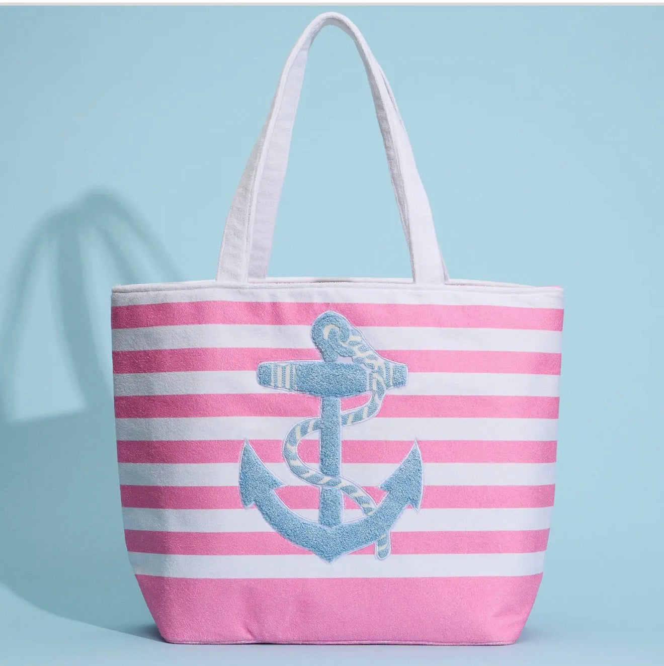 Striped Tote Bag with Anchor Design