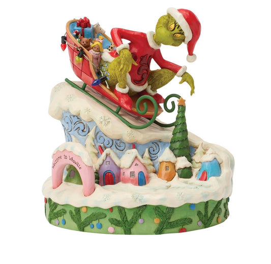 Grinch on Small Sled Figurine