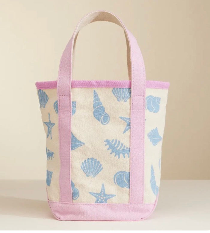 Canvas Tote Bag with Seashell Print