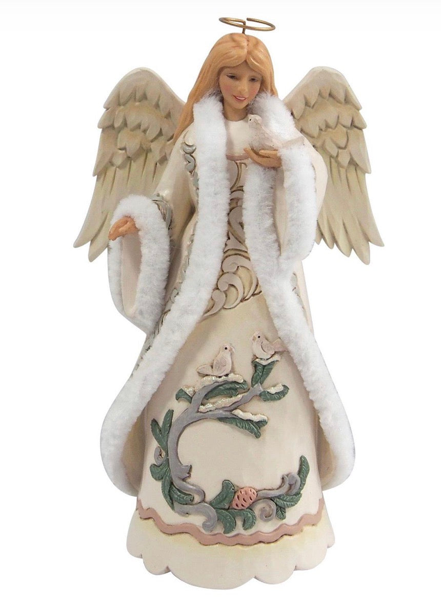 Wdlnd Angel with Dove Figurine