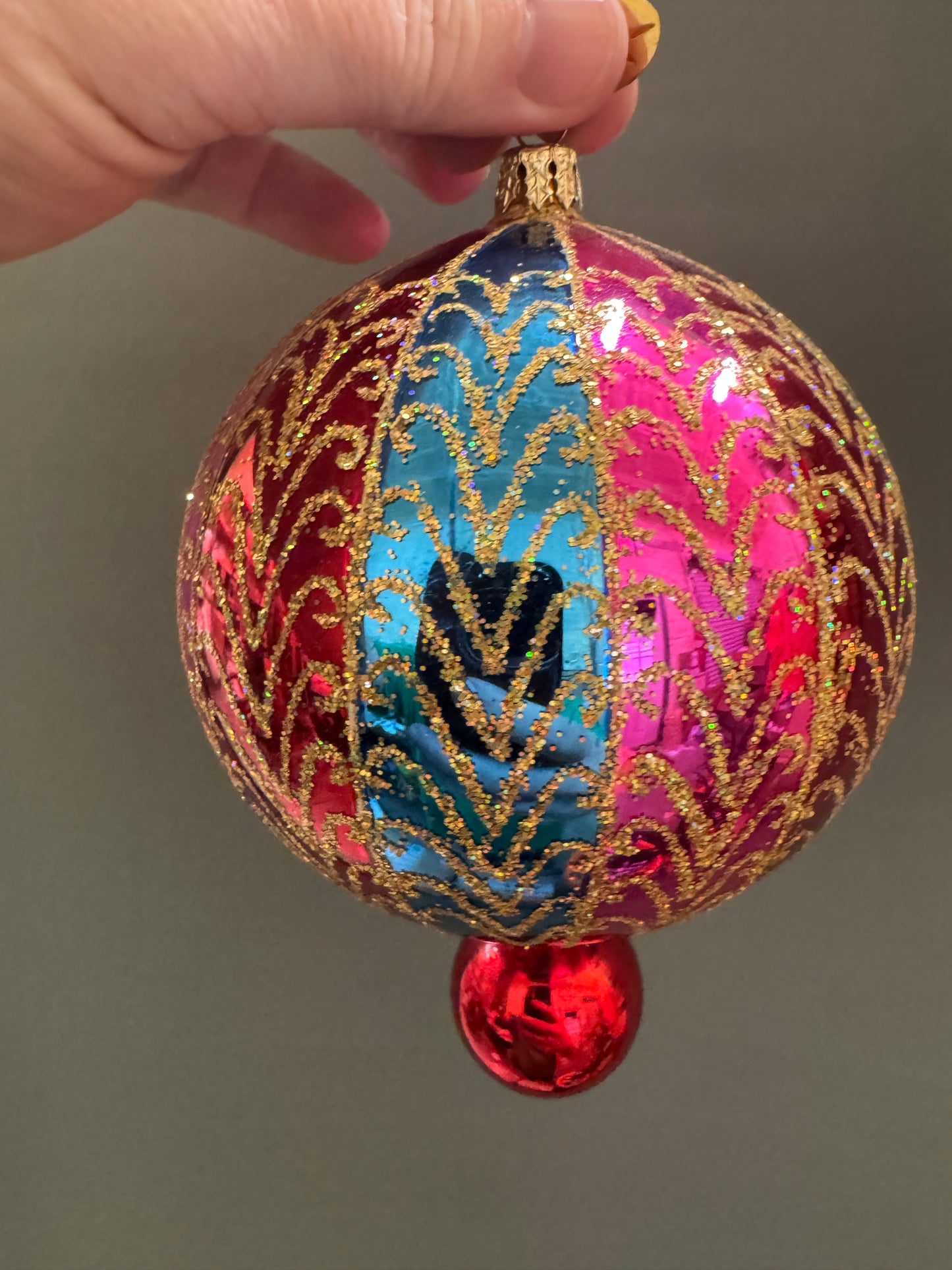 Christopher RADKO 'GILDED CHARMS' BALL DROP GLITTER ORNAMENT RARE #01-0345-0