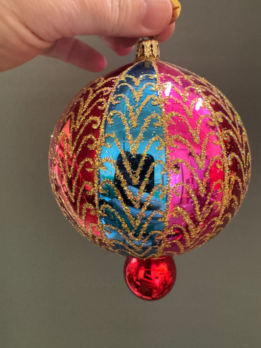 Christopher RADKO 'GILDED CHARMS' BALL DROP GLITTER ORNAMENT RARE #01-0345-0