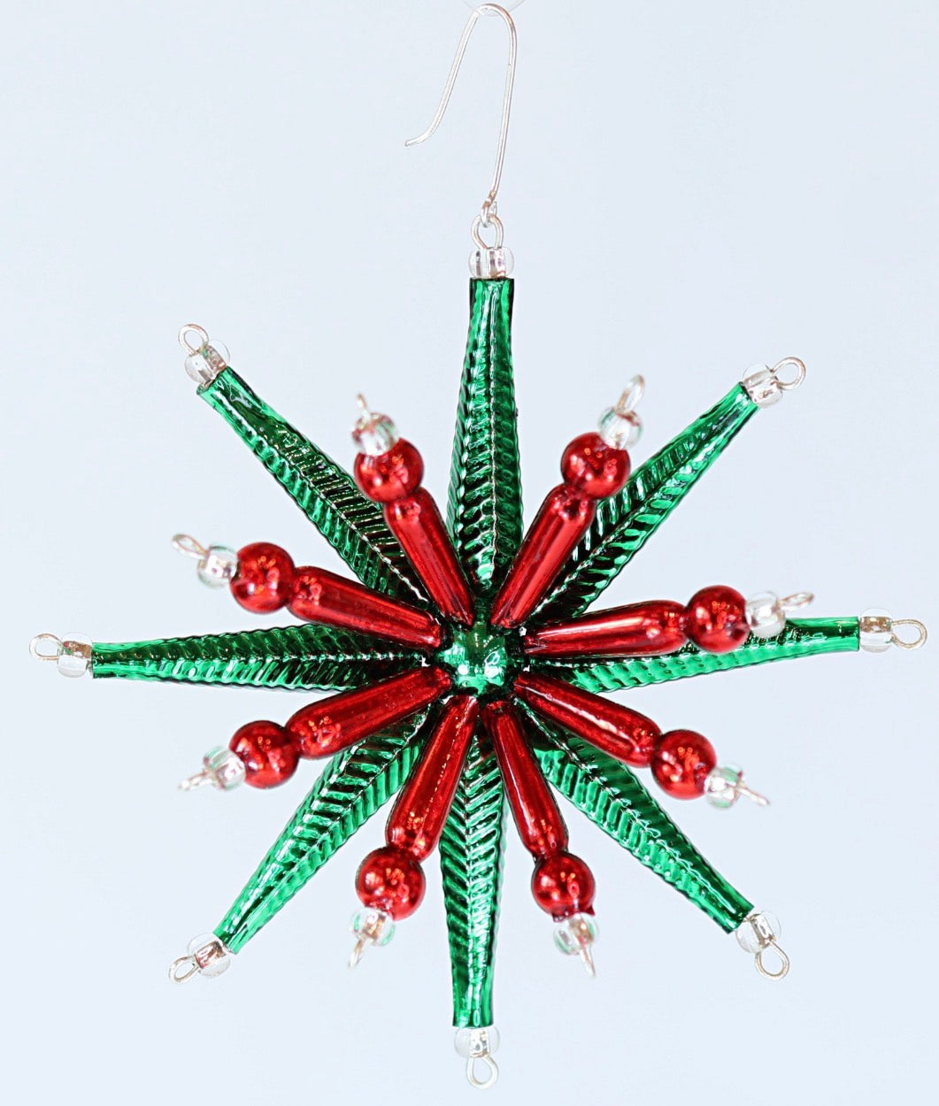 Red and Green Sunburst Star Set of 2
