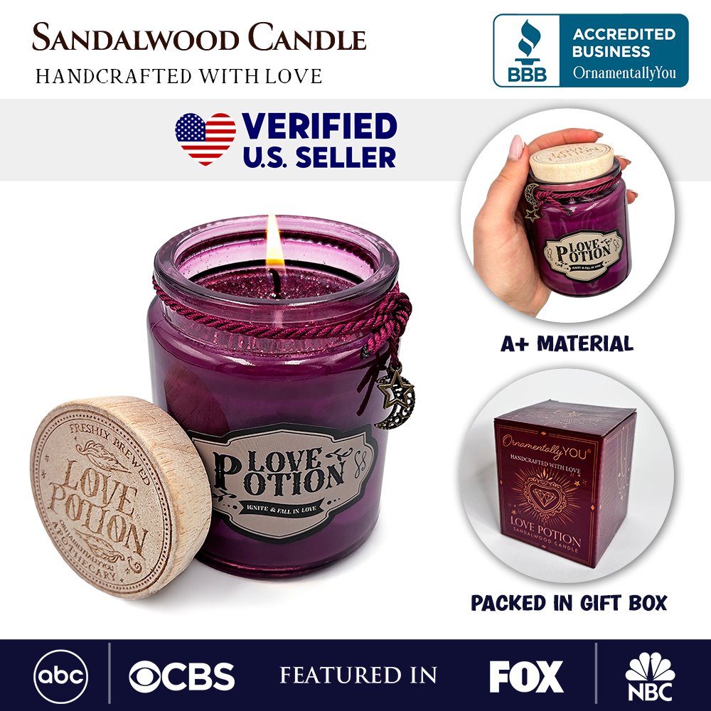Love Potion Romantic Candle, Sandalwood Flavored Valentine Decor