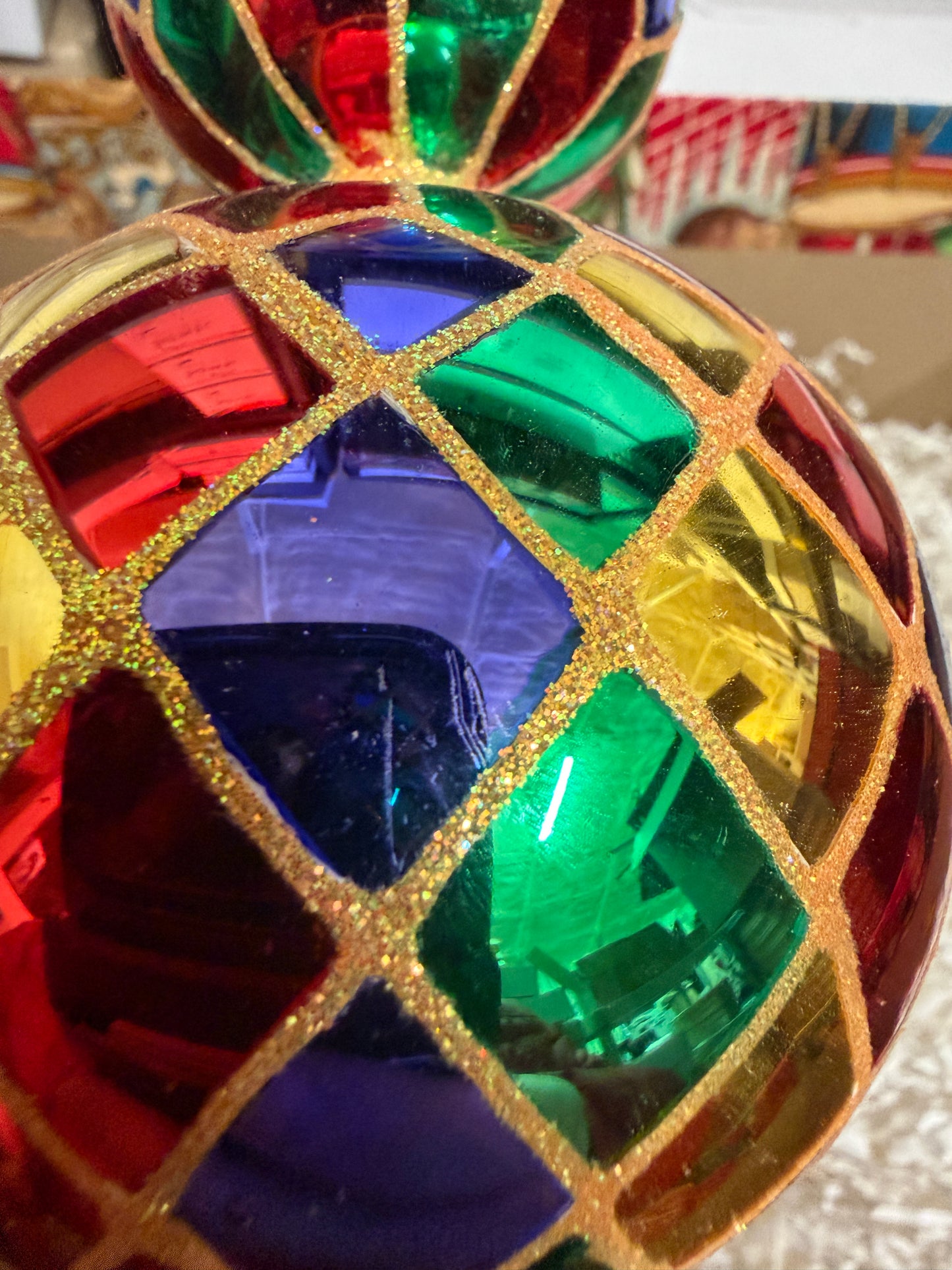 Christopher Radko Harlequin Glass 3 Ball Christmas Ornament