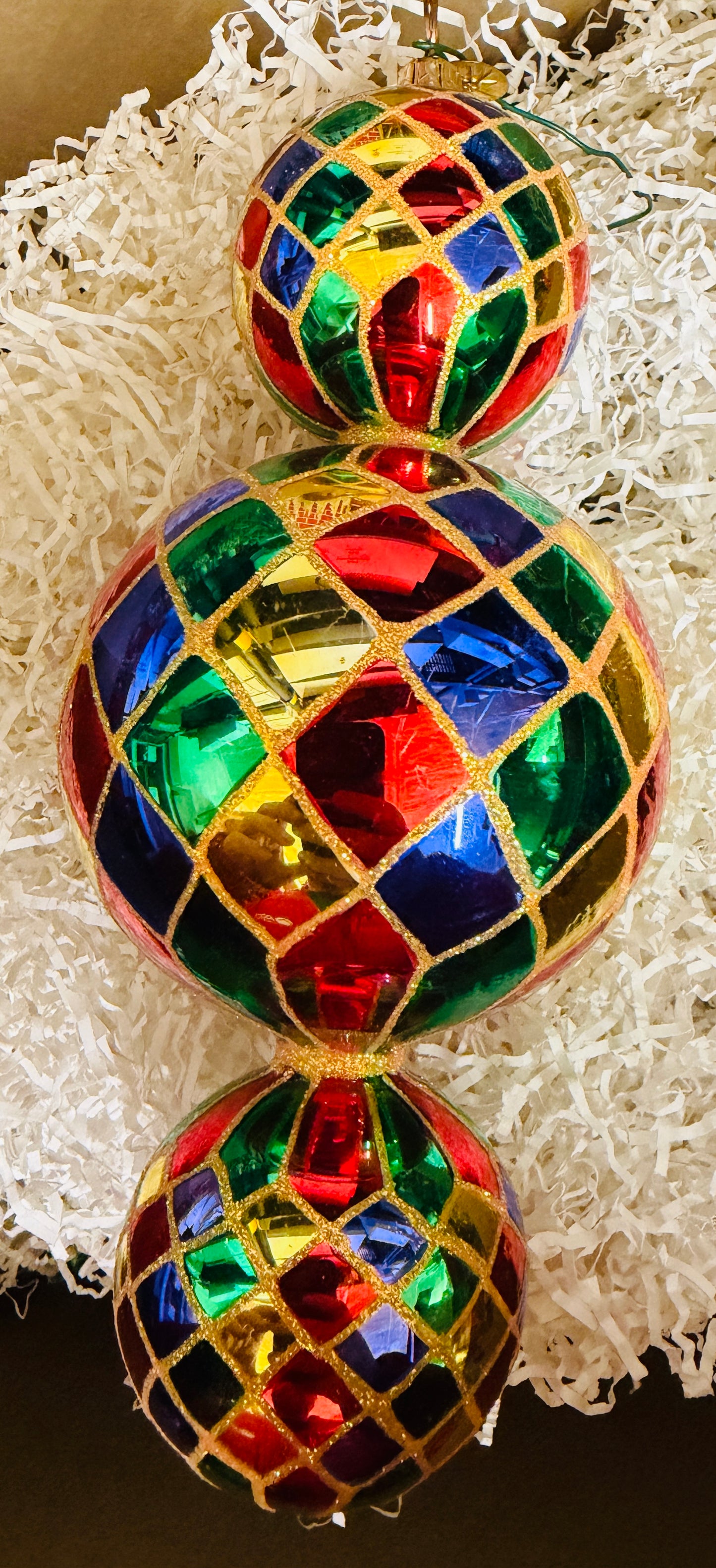 Christopher Radko Harlequin Glass 3 Ball Christmas Ornament