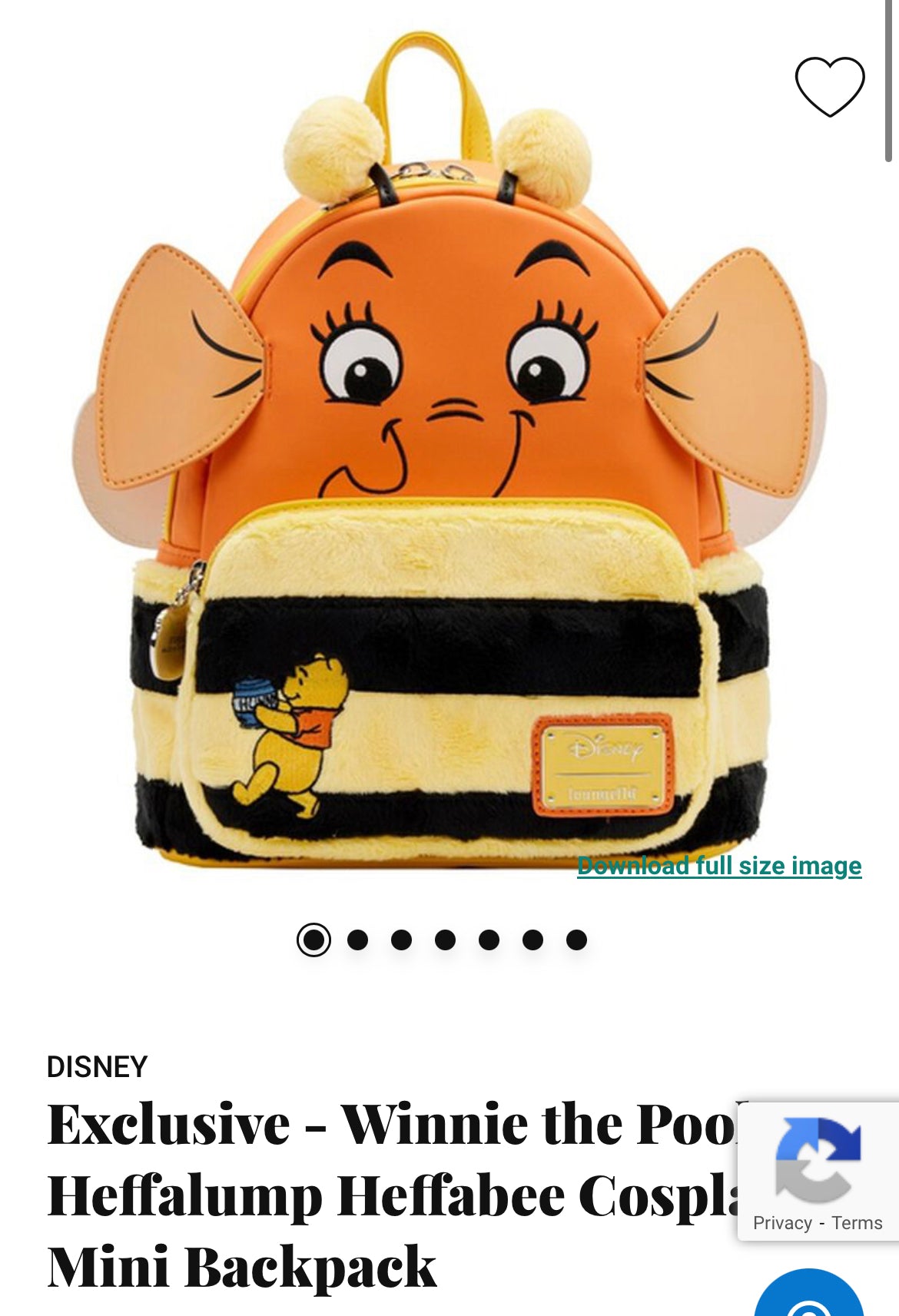 Loungefly Heffabee Mini 2024 Backpack. Cosplay Winnie the Pooh Heffalump