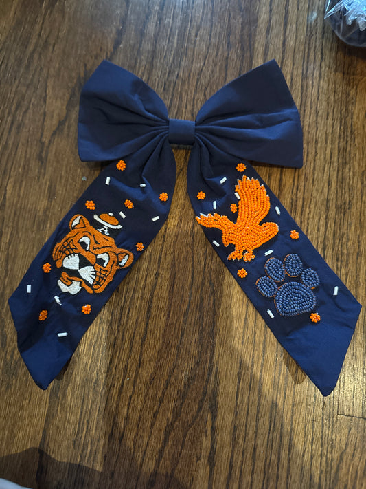 Blue Auburn tiger bow