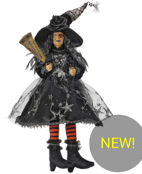 25" SITTING HALLOWEEN WITCH W/SPIDER