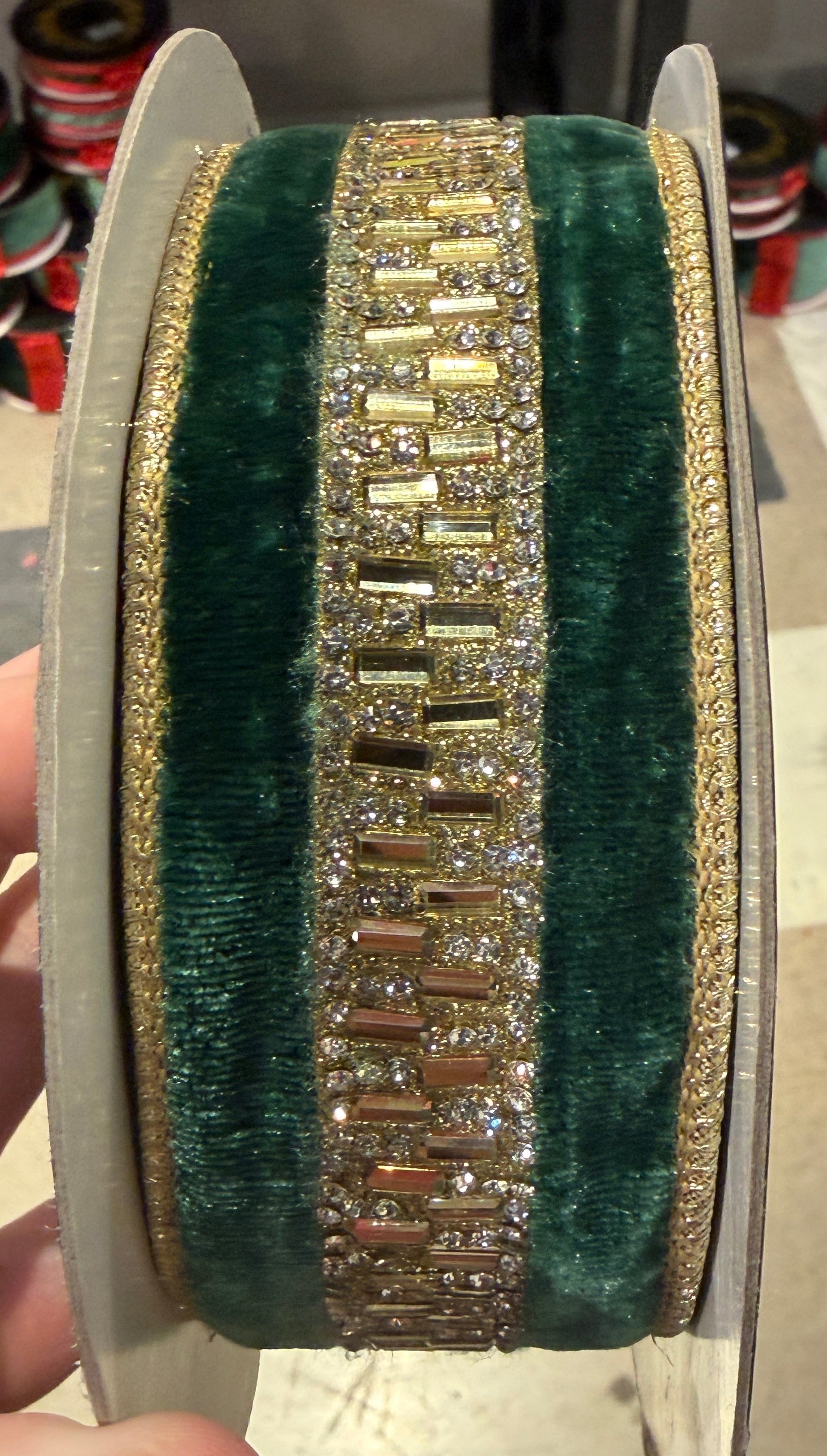John Mark Enterprises luxury wired Christmas ribbon with elegant holiday design