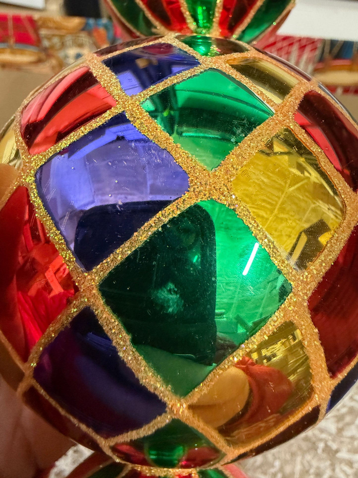 Christopher Radko Harlequin Glass 3 Ball Christmas Ornament