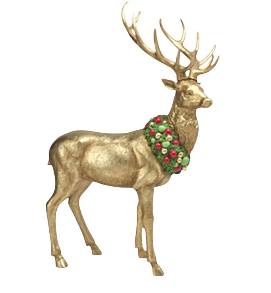 24.5in Carouset Deer w/Neck Wreath