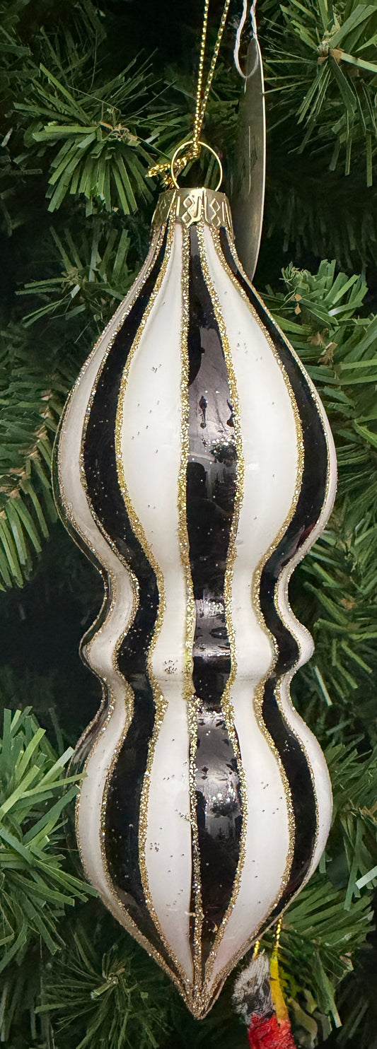 Black and White striped Ornament