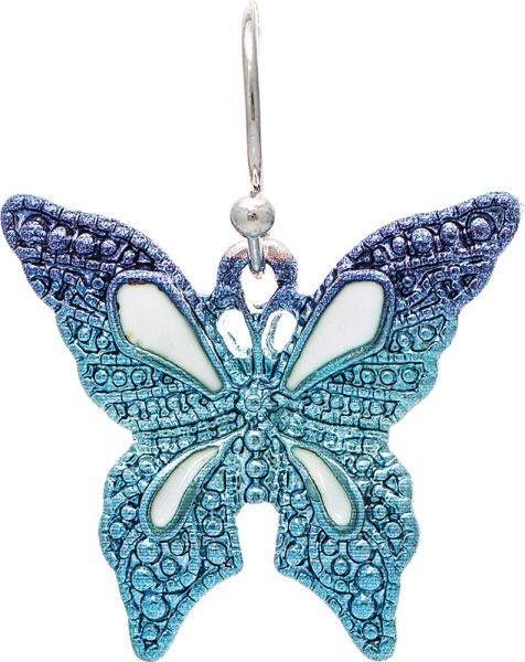 Silver Frosted Blue Ombre Butterfly Earring