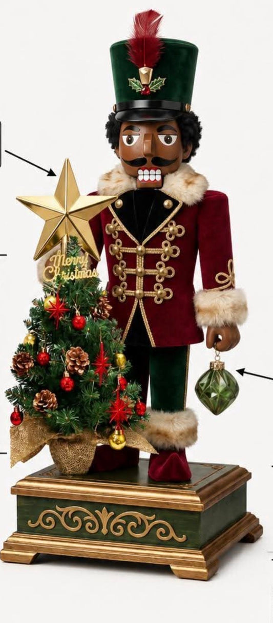 15" African American  Nutcracker Deluxe with Tree