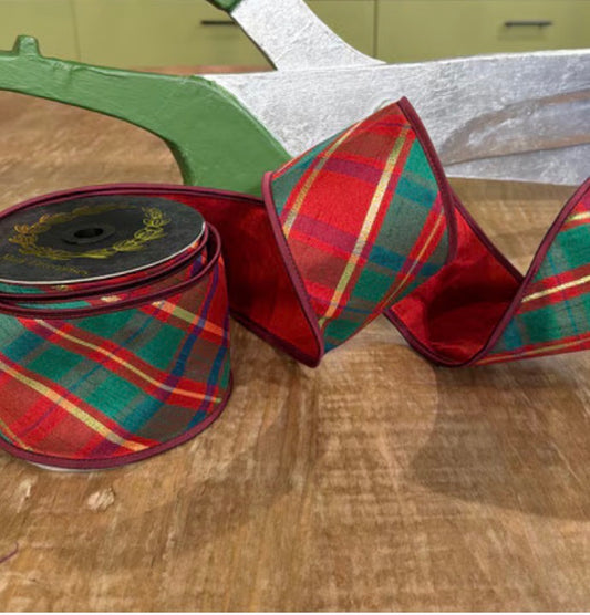 Metallic Dupion Plaid Gold Accent-4x10yd