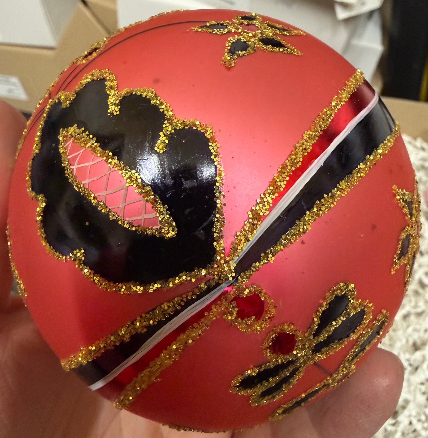 VINTAGE Christopher Radko ALPINE BLUSH Bright Pink Round Ball Ornament 86-042-0